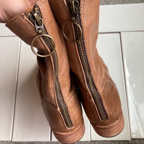 Beek Ostrich Slouch Saddle Boots Sz 8.5 Caramel - Picture 7 of 8